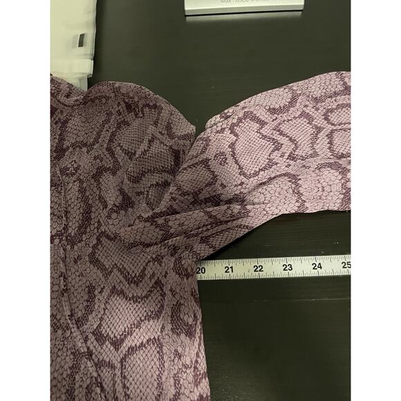 Vintage Spenser Jeremy Women Top Size 10 Purple Snakeprint Silk Sheer Mob Wife - Picture 5 of 7